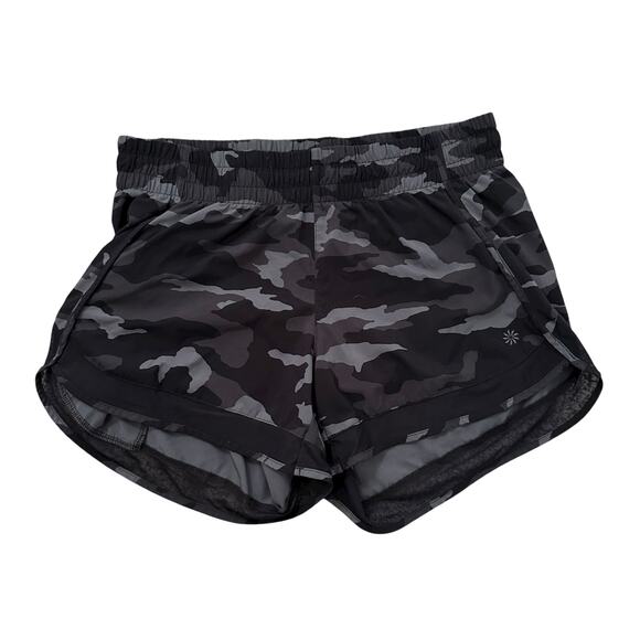 Athleta black camo Mesh Racer Run 4" shorts size S - Picture 1 of 9